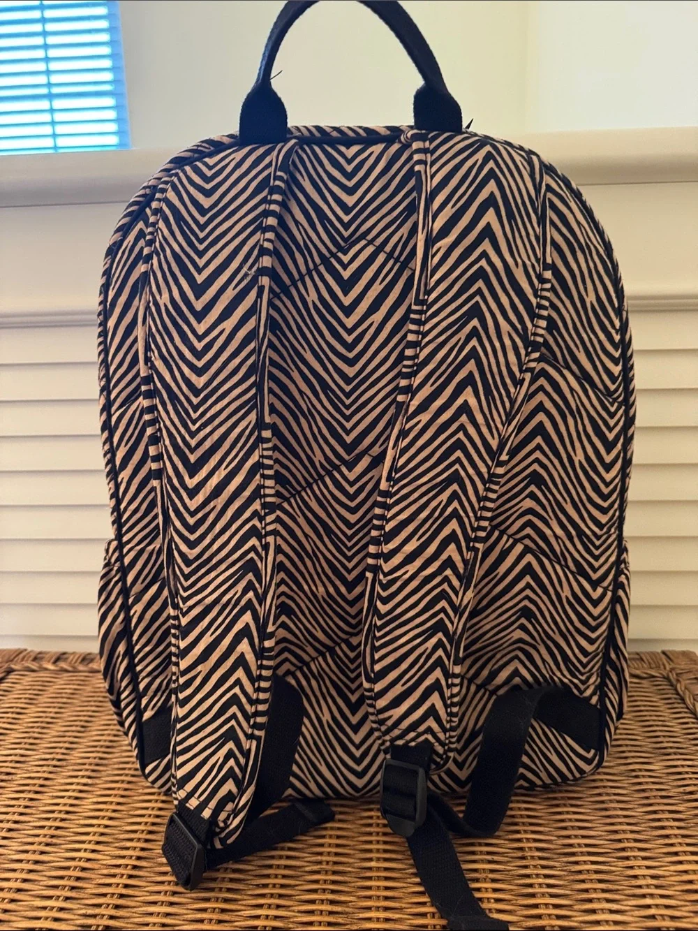 Vera Bradley Black & Tan Zebra-Print Campus Backpack